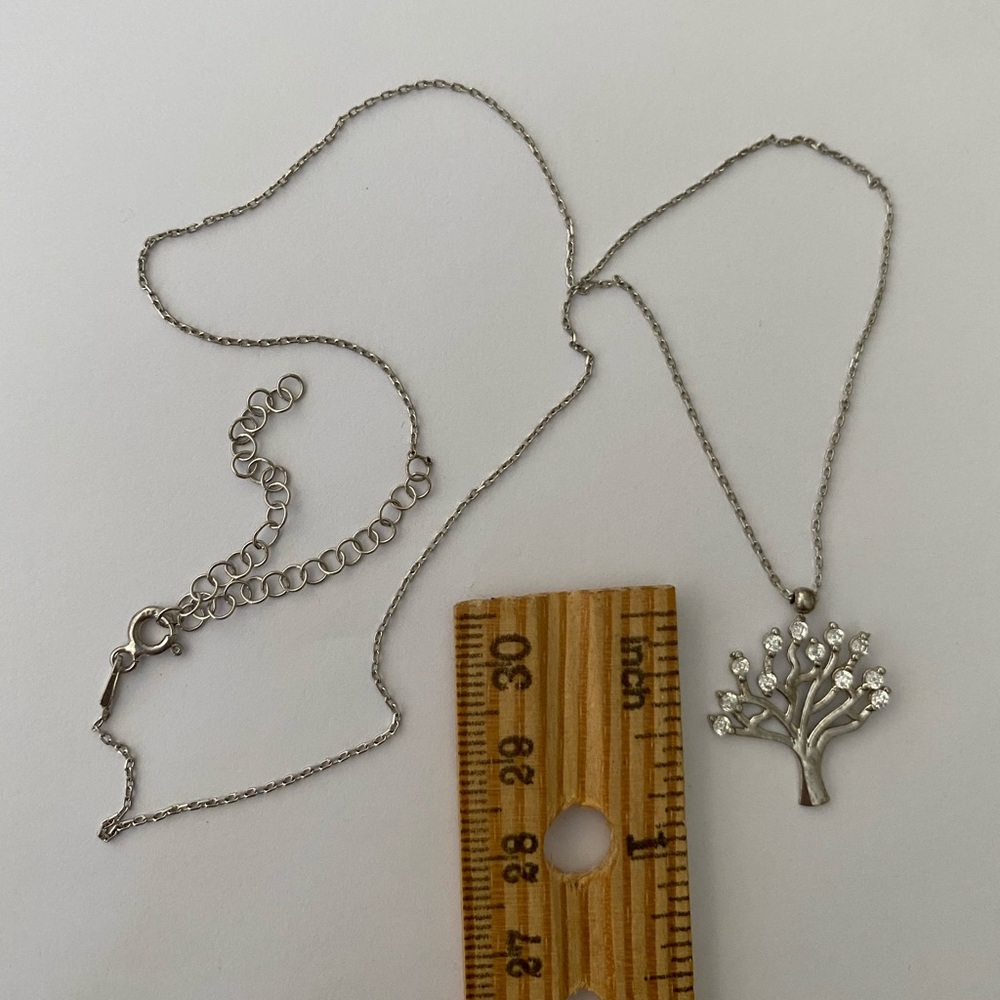 Tree 925 silver cubic zirconia stones necklace - Picture 3 of 4